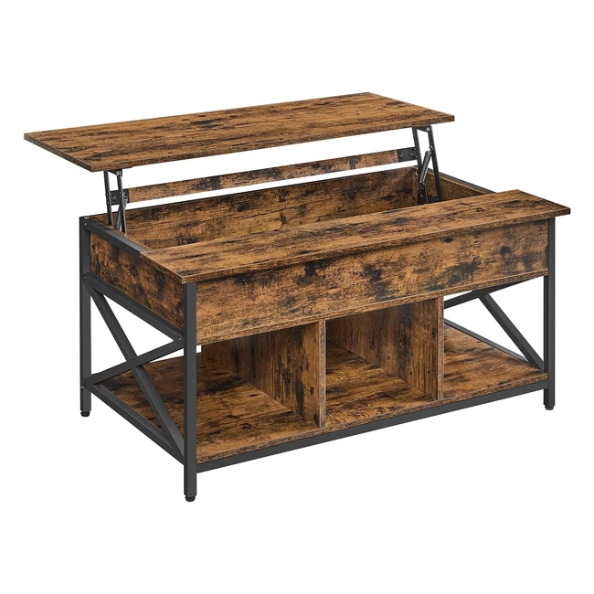 VASAGLE Couchtisch, höhenverstellbarer Wohnzimmertisch, Stauraum, Vintagebraun/Schwarz