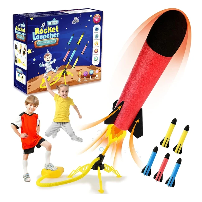 Refun Toy Rocket Launcher for Kids - STEM Gift for Boys and Girls - Upgraded Foam Rockets