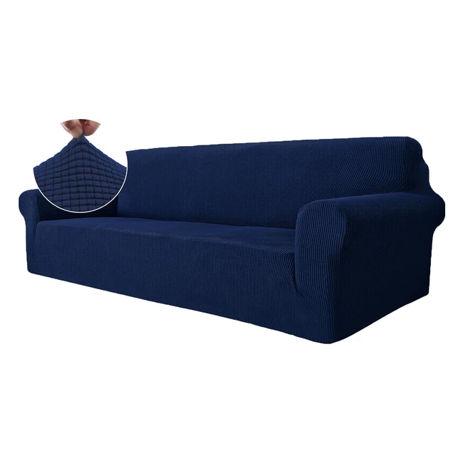 Housse Canapé 4 Places Extensible - Protection Anti-griffures - Bleu Foncé