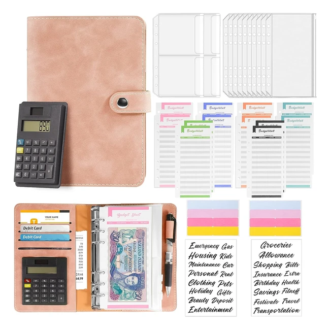 Hakpnew A6 Leather Money Saving Wallet with Calculator and Budget Planner - 30pcs