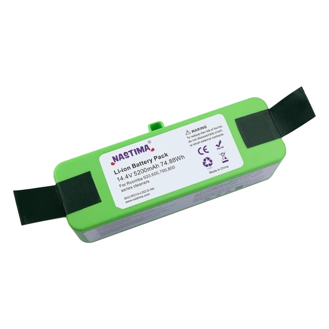 Batteria Li-ion Nastima 144V 5200mAh per iRobot Roomba Serie 500-900