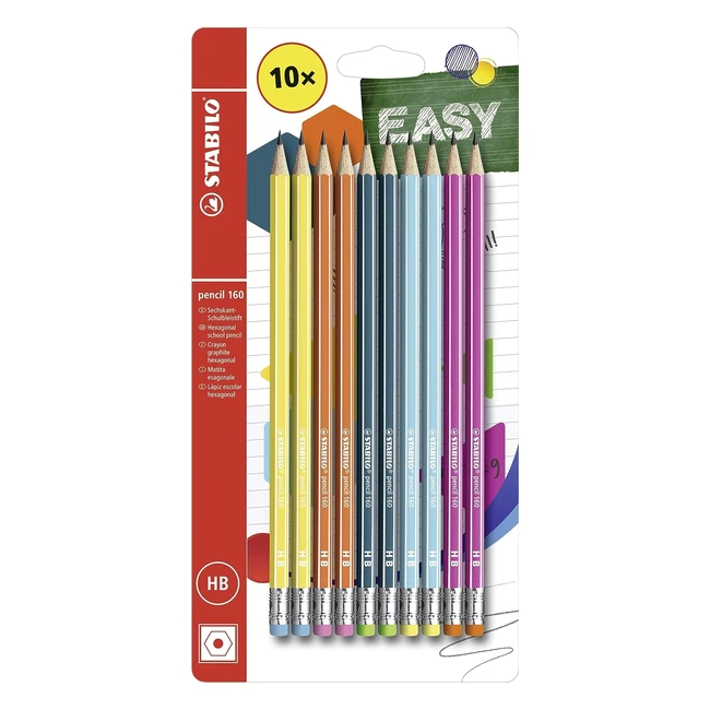 Stabilo Bleistift 160 mit Radiergummi, 10er Pack, HB