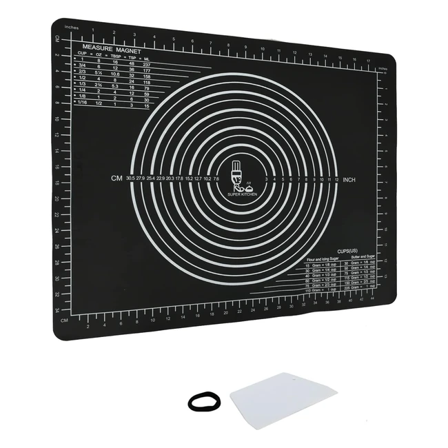 Tappetino da pasticceria antiscivolo Super Kitchen - 50x40 cm - Silicone antiaderente - Riutilizzabile - Ideale per impasti pizza e pasta