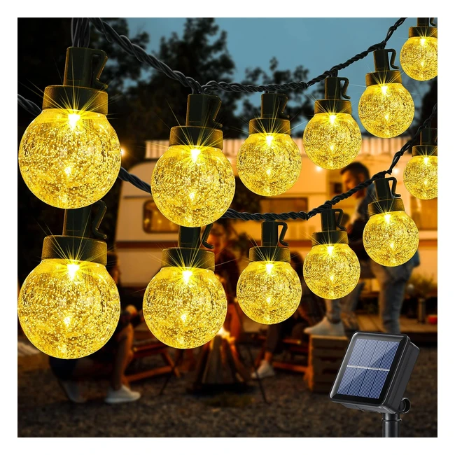 Luces Solares Exterior - Brizlabs Globo MS Grande Guirnaldas - 117m - Blanco Clido - Impermeable - Decoracin para Patio Boda Fiesta