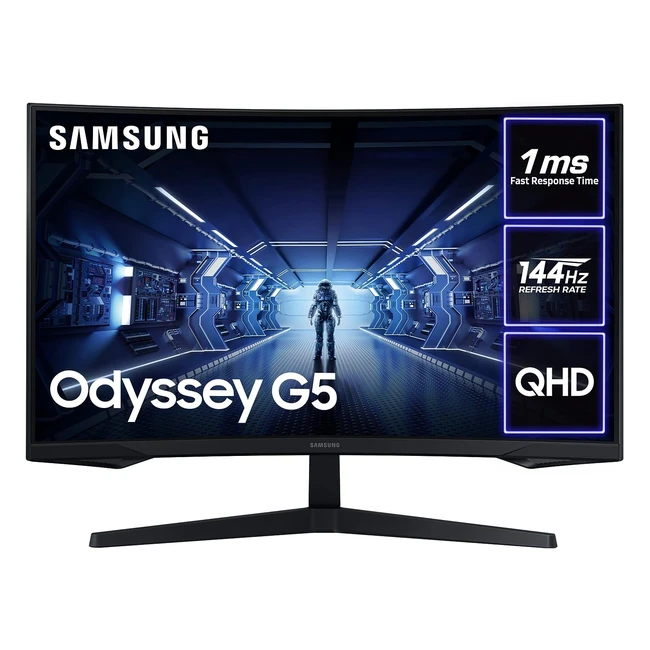 Samsung Odyssey G5 LC27G55TQBUXXU 27 1000R Curved Gaming Monitor - 144Hz, 1ms, 1440p QHD, Freesync Premium, HDR10