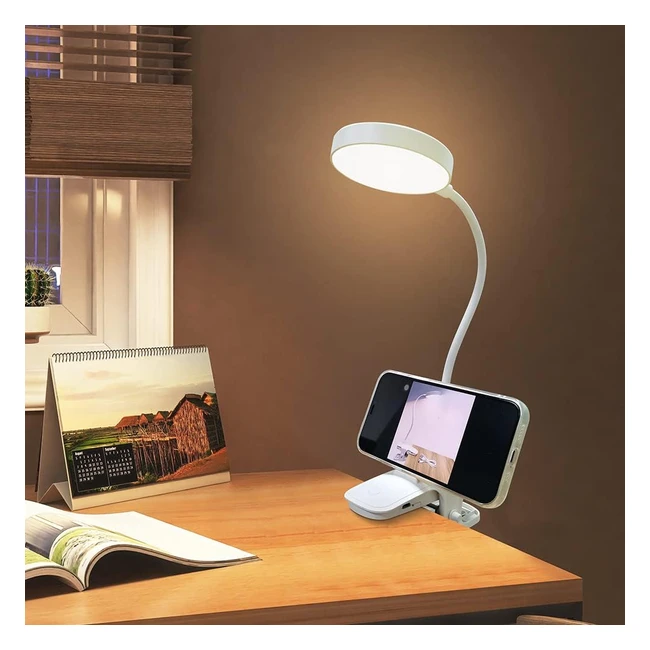 Lampe de Bureau LED Zeyachan - Clips Dimmable - Sans Fil - 3 Modes de Couleur - Col de Cygne Flexible