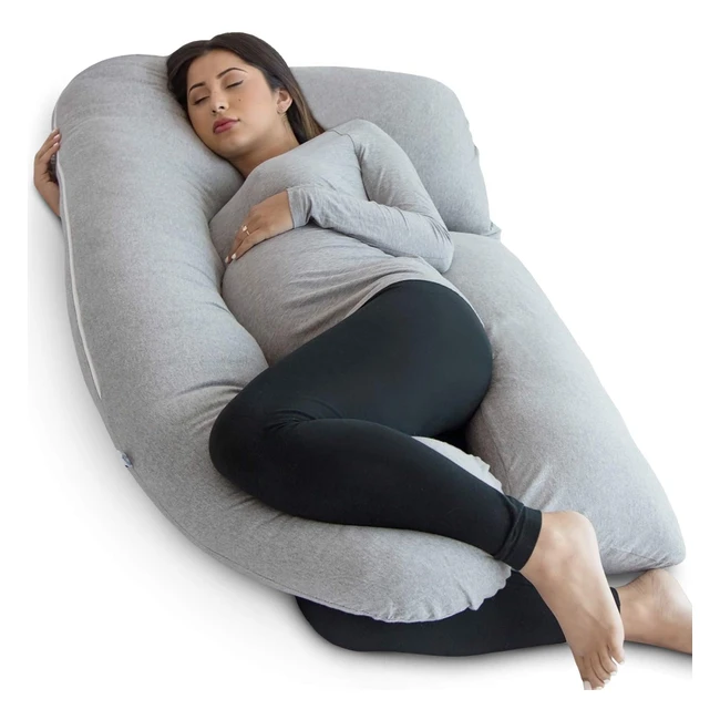 Pharmedoc Pregnancy Pillow U-Shape Full Body Pillow with Detachable Extension - Support for Back Hips Legs Belly