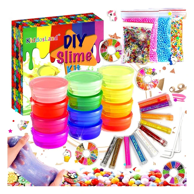 Kit de 12 colores de crystal slime con brillantina - Juguetes para niños - No pegajoso