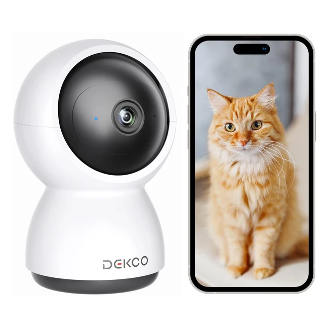 Caméra Surveillance WiFi Intérieure 360° 2K, Vision Nocturne, Détection de Mouvement, Audio Bidirectionnel - Dekco