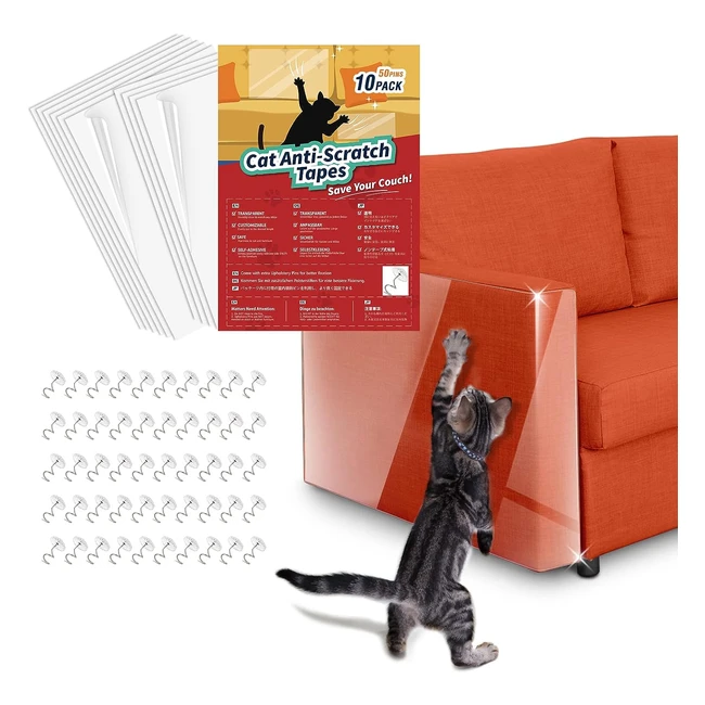 Lewondr Protezione Divano Graffi Gatto - Set 10 Pz - Pellicola Antigraffio Trasp