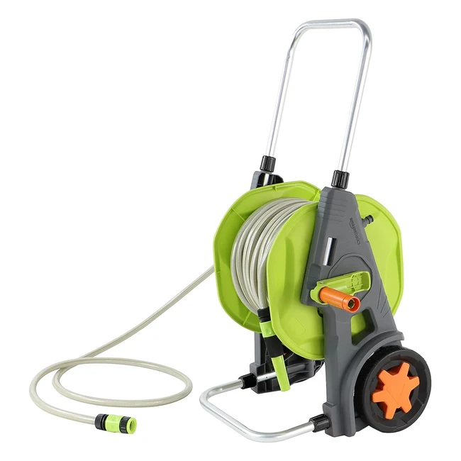 Chariot d'enroulement de tuyau Amazon Basics, 30m, facile à monter