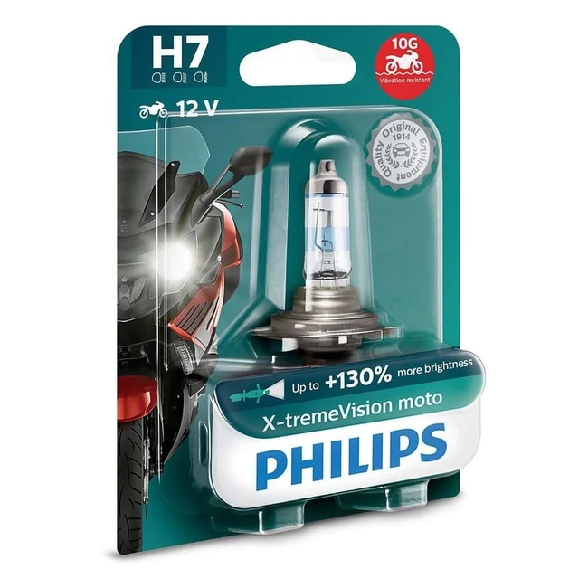 Lámpara Faro Moto Philips 12972XVBW XtremeVision 130 H7 - Mayor Brillo y Resistencia