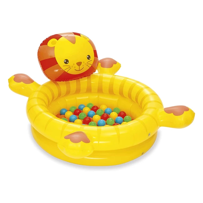 Bestway 52261 BW52261 Inflatable Lion Ball Pit for Kids - Complete Set with 50 Multicoloured Balls