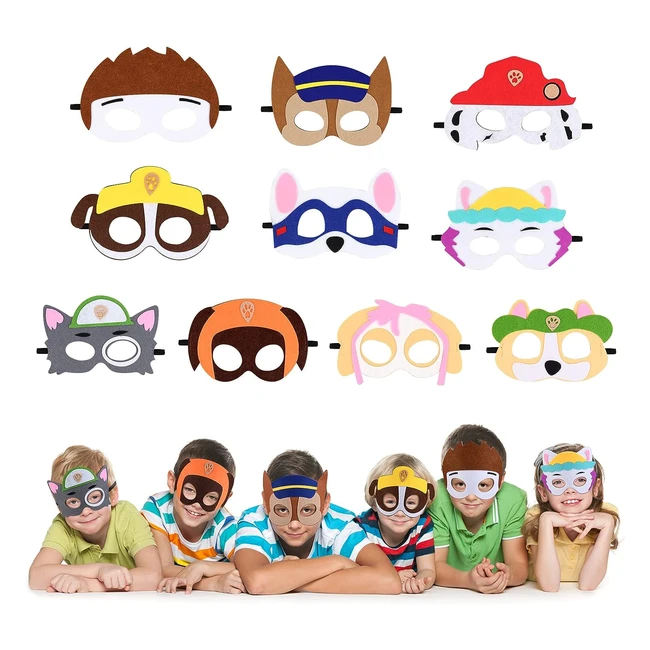 Maschere per bambini URAQT - 10 pezzi - Feltro - Cosplay - Accessorio per feste