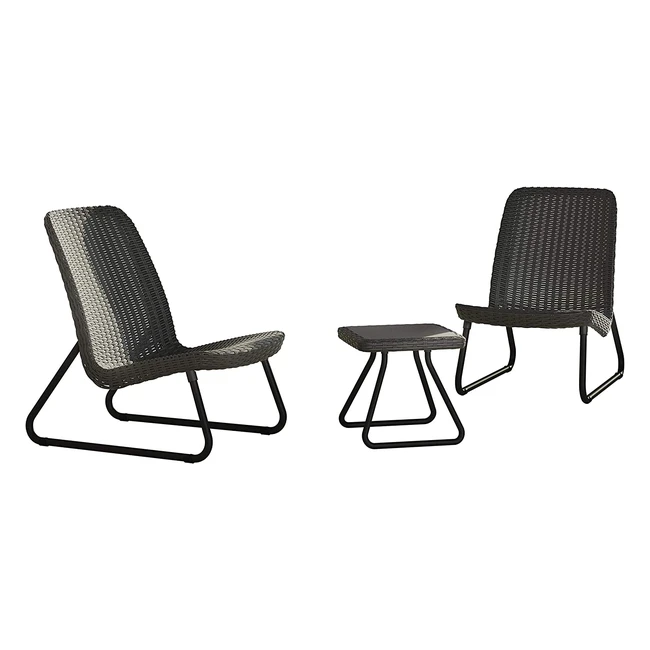 Keter Rio Patio Set - Table and Chairs - Graphite Grey - Easy Assembly