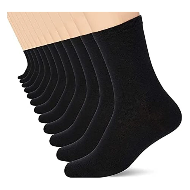 FM London Unisex Plain Ankle Socks 12-Pack - Black - Durable & Breathable