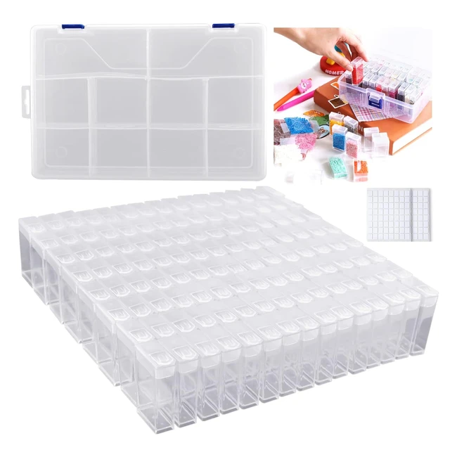 Caja de Accesorios para Pintura Diamantes 120 Compartimentos Transparente
