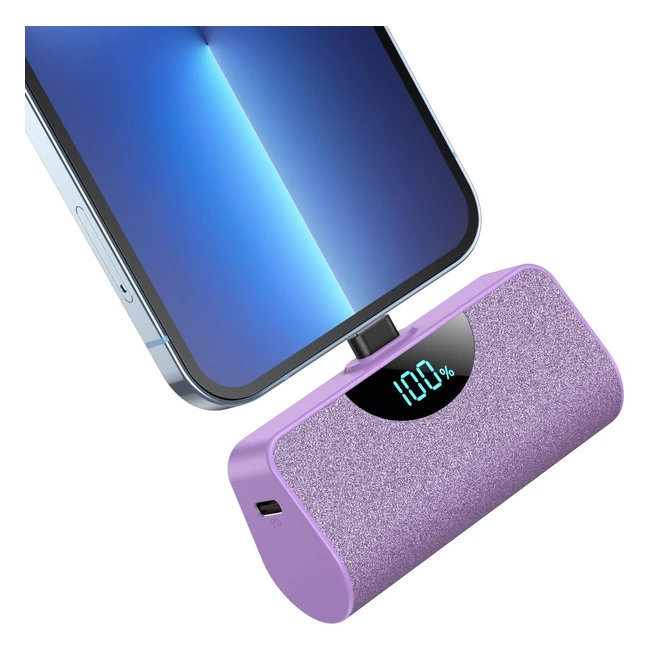 Batterie Externe 5200mAh Mini 18W PD Power Bank - Charge Rapide - Compatible avec iPhone - Violet