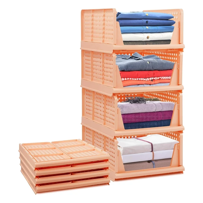 Stackable Foldable Wardrobe Storage Box Organizer - Easy Open & Folding - Pink