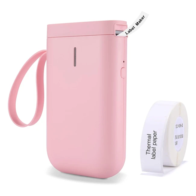 Tiqueteuse sans fil Bluetooth portable - Impression thermique sans encre - Étiquettes autocollantes - Différentes polices - Rose