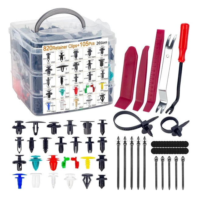 Clips Voiture 925pcs Rivet Clips Plastique Fixation pour Auto Voitures Panneaux de Portes Garnissages Parechocs avec Outil Démontage