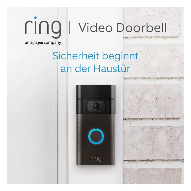 Ring Video Doorbell Zertifiziert und Generalüberholt, Akku Videotürsprechanlage 2. Gen, Funktioniert mit Alexa