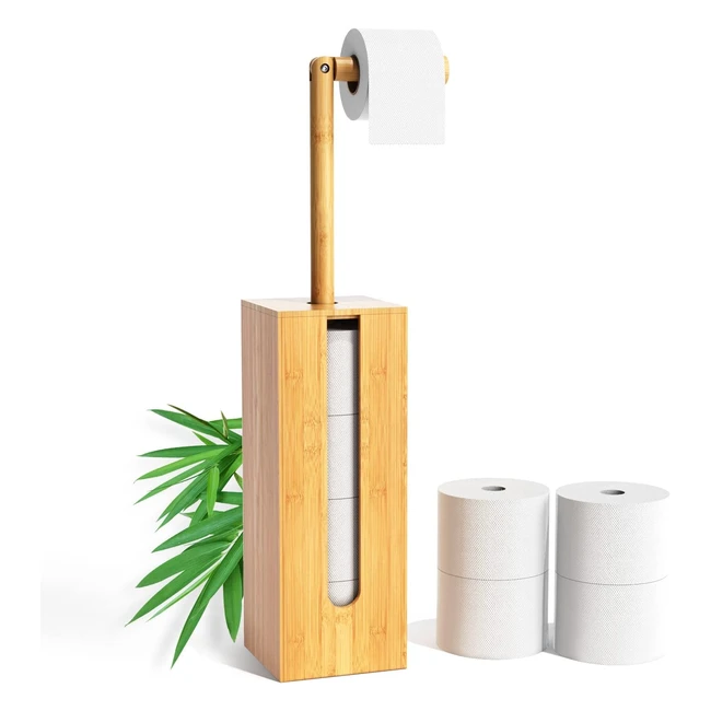 Porte papier toilette sur pied Rainsworth avec rangement pour 4 rouleaux - Bois