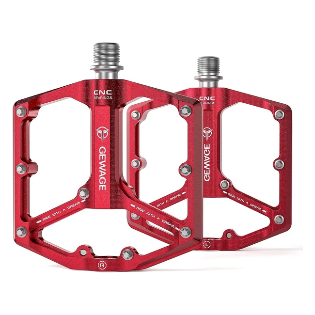 RoadMountain Bike Pedals, 3 Bearings, 916 CNC Machined Flat Pedals - Lightweight & Durable