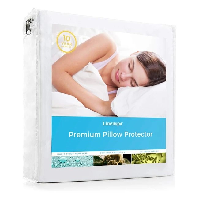 Linenspa Waterproof Pillow Encasement - Blocks Liquid Standard Size 360 Protec