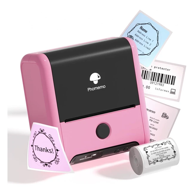 Phomemo M200 Label Makers - 3 Inch 2023 Upgrade M110 Barcode Printer - Bluetooth Thermal Label Makers for Android iOS Windows Mac OS - Type C Charger - Pink
