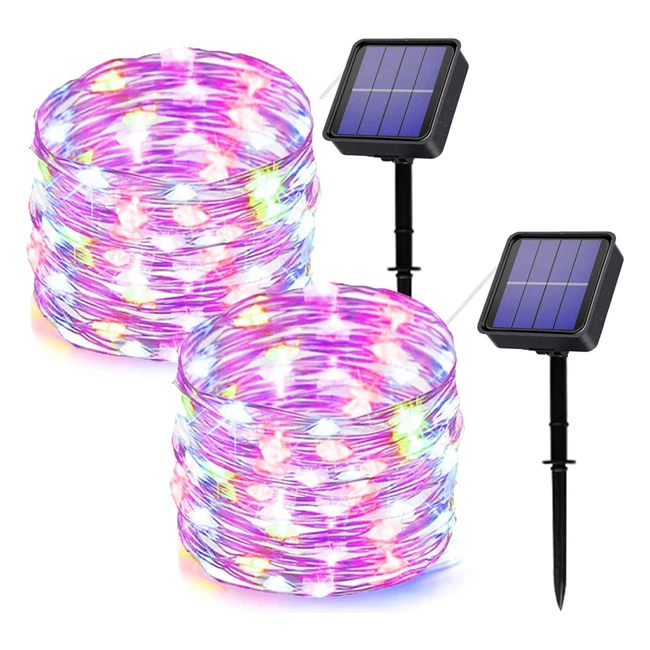 Lot de 2 Guirlandes Lumineuses Extérieur Solaire - 120 LED - Étanche - Décoration Lumière Jardin Cour Maison - Mariage Fête