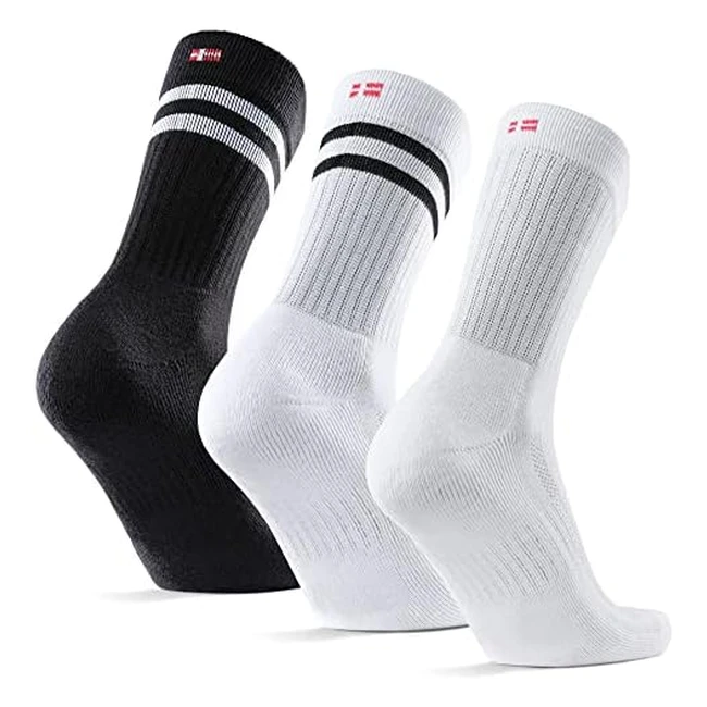 Danish Endurance Tennis Crew Socks - Premium Comfort & Moisture-Wicking - Size Down - 3 Pack