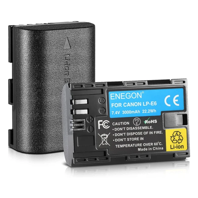 Batterie enegon 2x LPE6 LPE6N 3000mAh pour appareils photo numériques Canon EOS - Plus de puissance, plus de prises de vue