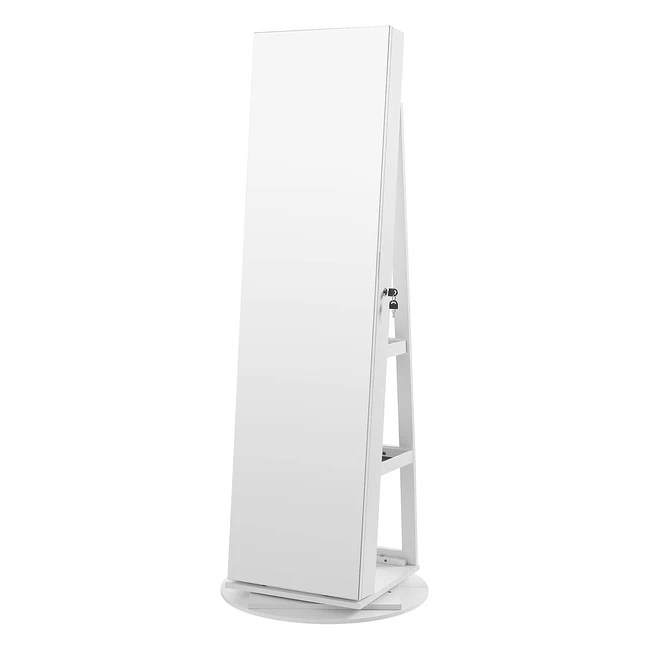 Armoire à bijoux Songmics avec miroir sur pieds verrouillable LED rangement pivotant 360°