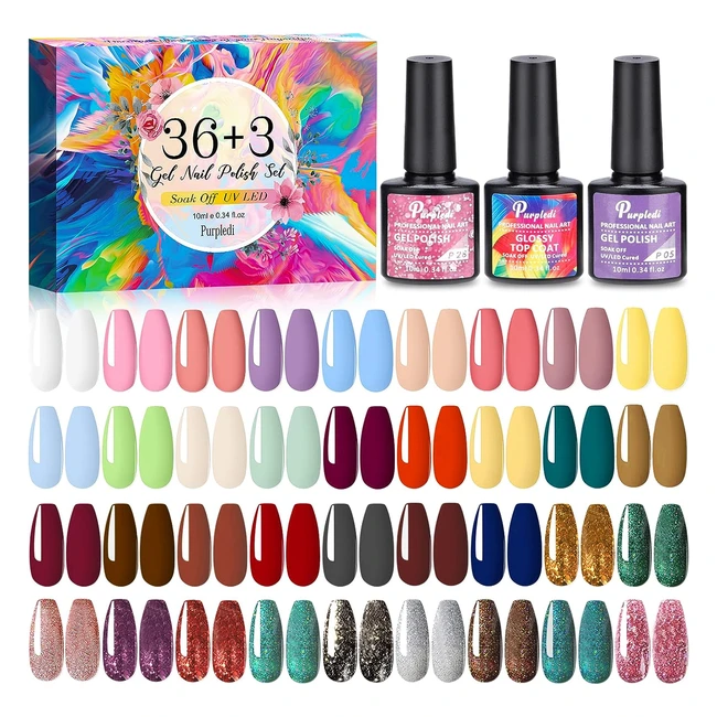 Purpledi Vernis Ongles Semi-permanent 39pcs - Gel Vernis Ongles 39 Couleurs - Kit Manucure