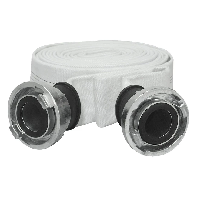 Tuyau de construction et d'industrie Storz avec raccords 2C 52 Storz 15m 2 pouces pour eaux claires et polluées, résistant à la pression 10 bar, couleur blanc