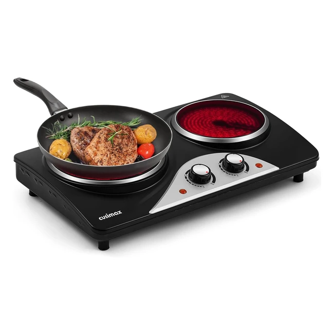 Cusimax Electric Hobs 2100W - Infrared Double Hot Plate with Temperature Control