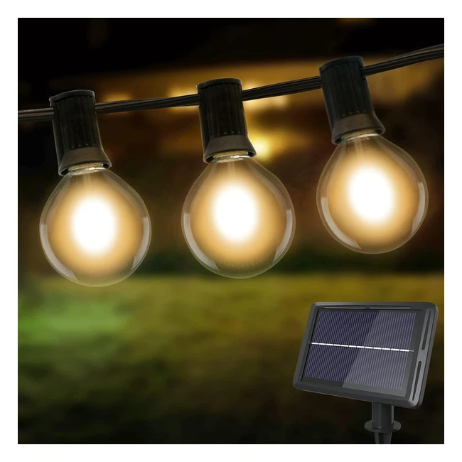 Solar Festoon Lights Outdoor - Shatterproof G40 LED String Lights - Waterproof - 252 Bulbs - 30ft92m - 4 Modes - Warm White