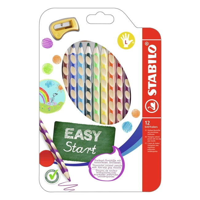 Ergonomischer Buntstift Stabilo Easycolors Linkshnder 12er Pack mit Anspitzer