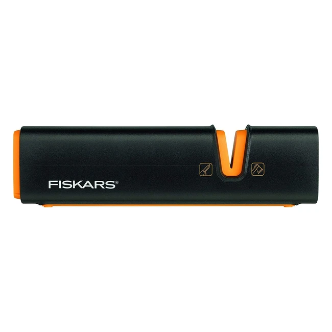 Fiskars Xsharp Axt- und Messerschärfer Schwarz A, Nr. 123456, Einfache und sichere Schärfung für Rechts- und Linkshänder
