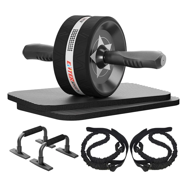 Set Addominali 6 in 1 Entersports - Ruota Avvolgimento Ginocchiere Fasce di Re