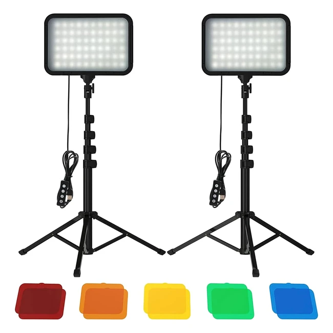 Luz LED Video USB Sporzin con Trípode Ajustable - Iluminación Fotografía Regulable 3000K-6500K - 2 Pack
