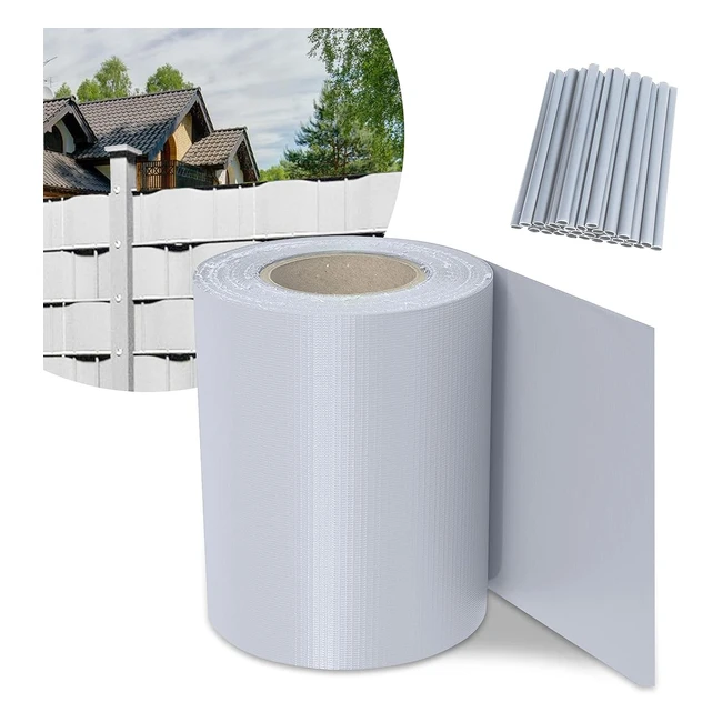 Swanew Strisce Frangivista per Recinzioni da Giardino - Barra Doppia - 50m x 19cm - PVC Grigio