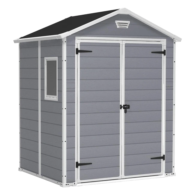 Keter Manor 6x5DD Gartenhaus, wetterfest, 48m², Kunststoff, Outdoor, BxTxH 185x152x226cm, grau