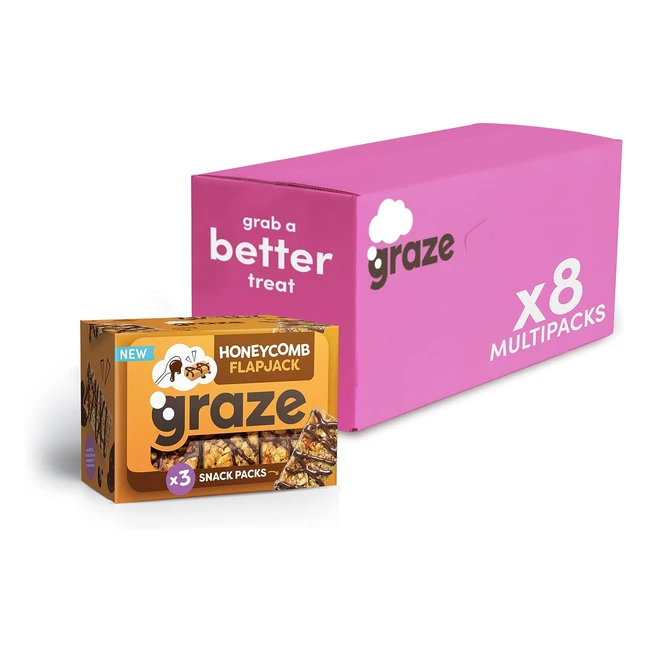 Graze Honeycomb Vegan Flapjack - High Fiber Healthy Snacks 24 Trays