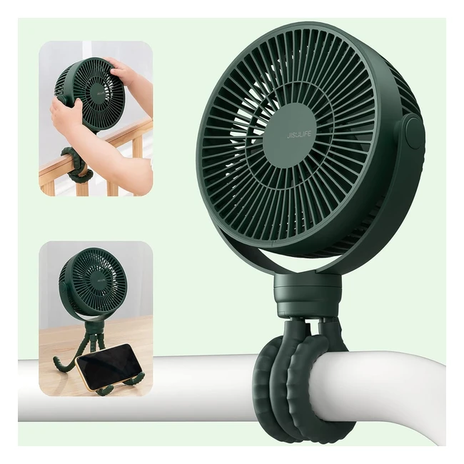 Ventilateur Poussette Jisulife - Tripe Flexible 4000mAh - 4 Vitesses - Portable 