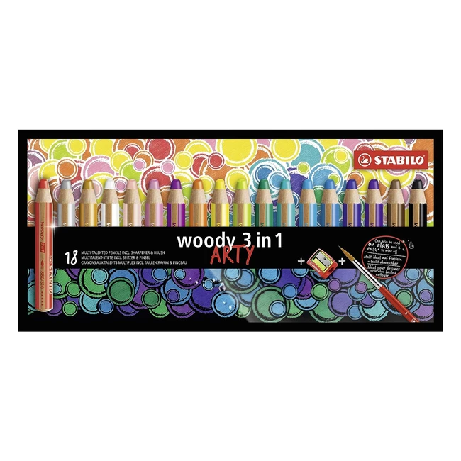 Stabilo Woody 3 in 1 - Multitalent-Buntstift 18er Packung verschiedene Farben