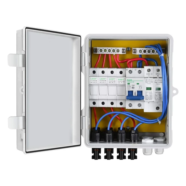 ECOWORTHY 4 String PV Combiner Box 10A Circuit Breaker - Waterproof  Safe - Sol