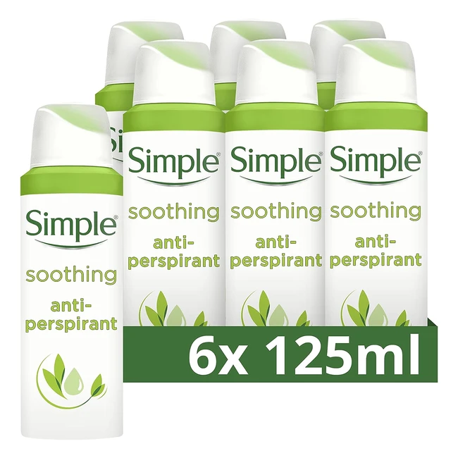 Simple Soothing Antiperspirant Deodorant 48H Aerosol for Women 125ml - Pack of 6