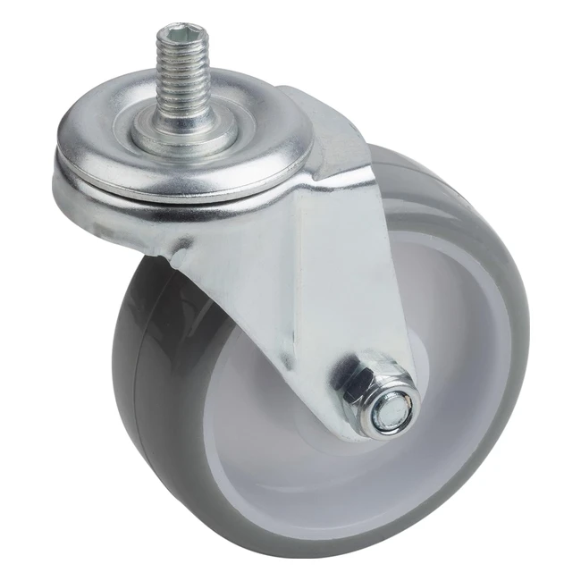 Meister Roulette 75mm avec Vis Composés de Polyuréthane - Roues Douces - Chape - Roulement - Transport - Meubles - Poids Lourds - 802940